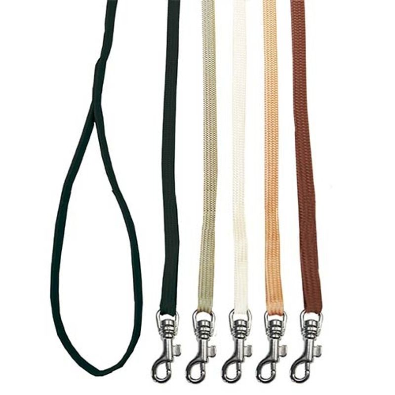 Utstillingsline flat nylon (Brown) med gull krok 5mm x 84cm, Sho